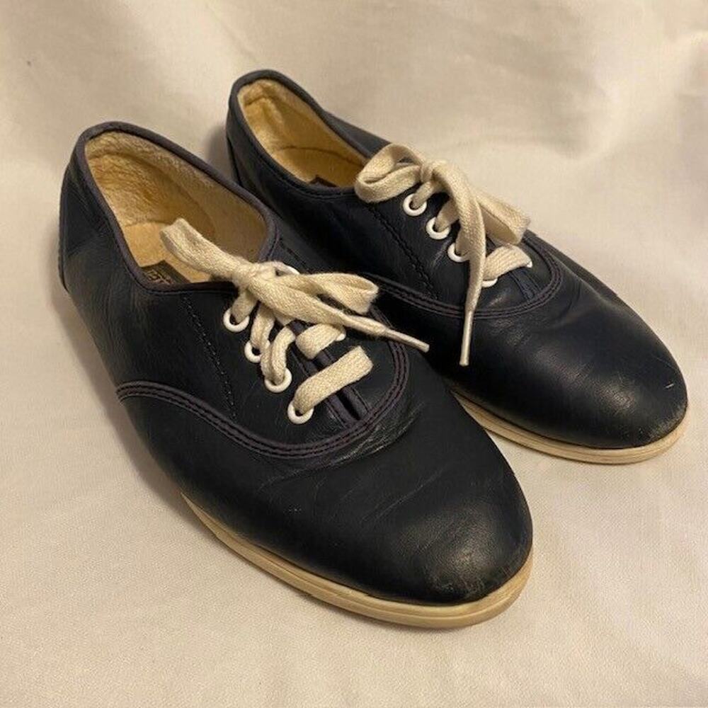 Vintage Dexter Womens 7 Blue Leather Lace Up Old School USA Sneakers Shoes USA